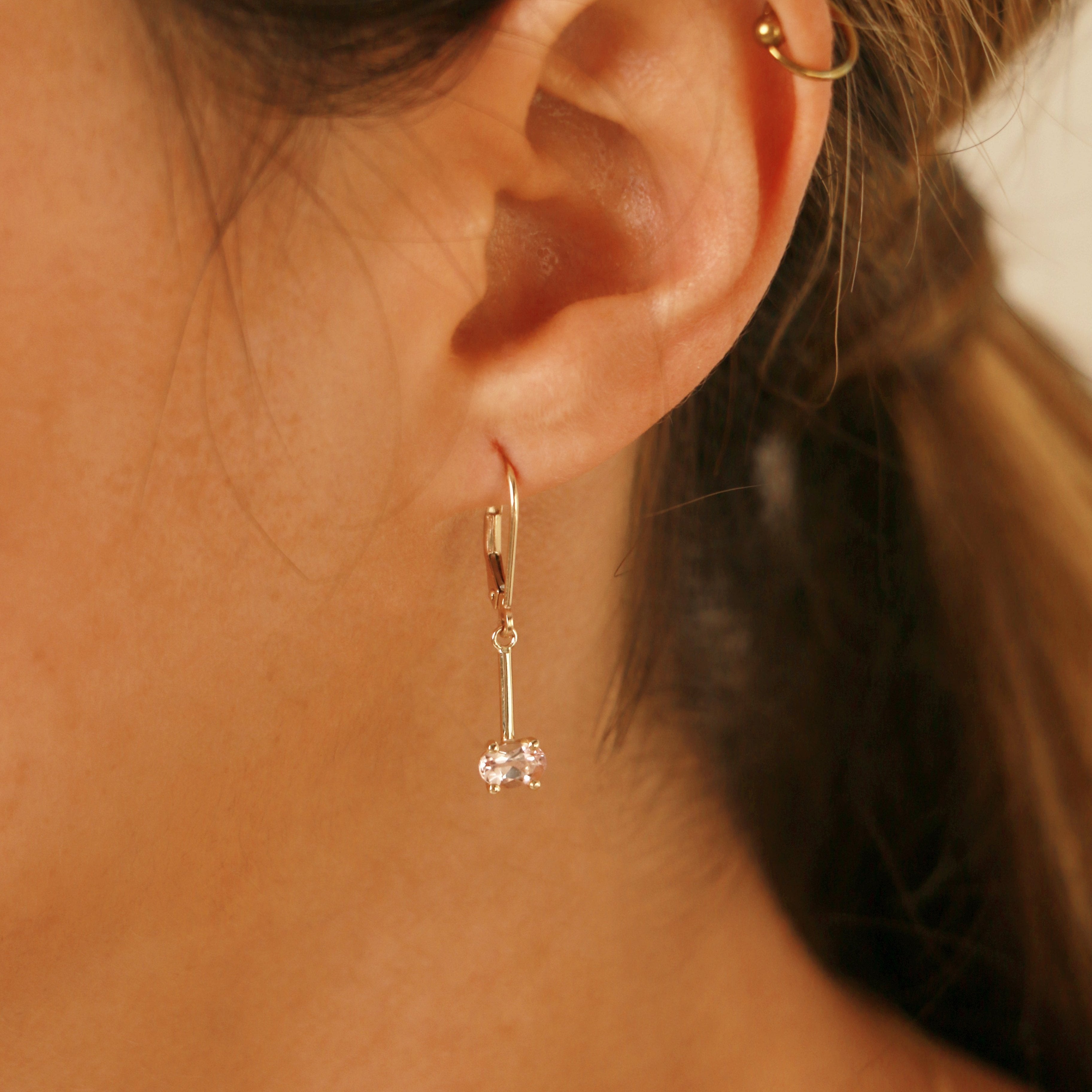 swing earrings// morganite